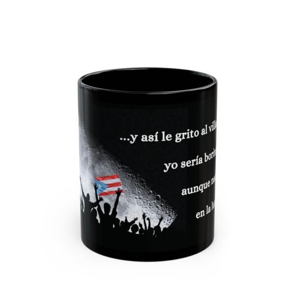 Taza "BoriLuna" - Black Mug "Boricua, Aunque Naciera en la Luna"
